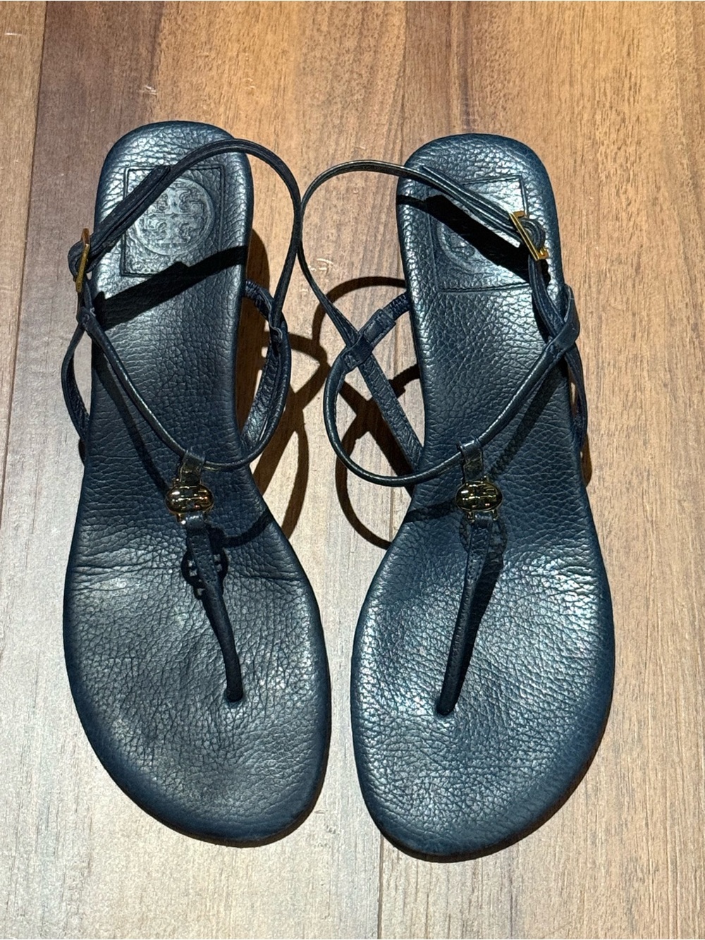 Tory Burch Navy Thong Sandal 10.5 adjustable straps
